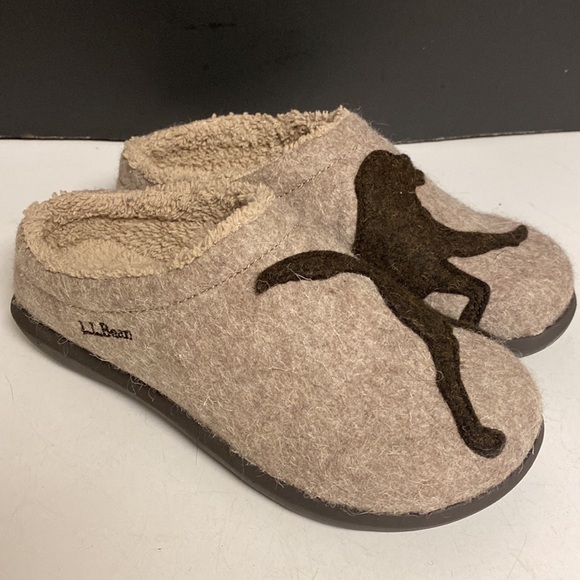 L. L. Bean Wool Dog Themed Daybreak Scuffs Mule Slippers Size 6 - Picture 10 of 17
